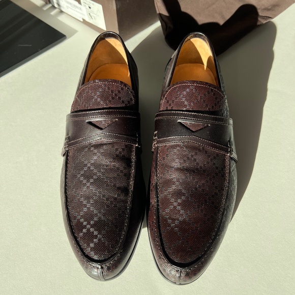 Gucci ”Lux Diamonte” Monogram Leather Loafers. Cocoa Brown. Men’s US Size 9 - Picture 1 of 11